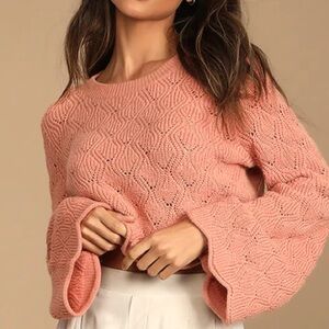 Women's Cable Knit Sweater - Pink